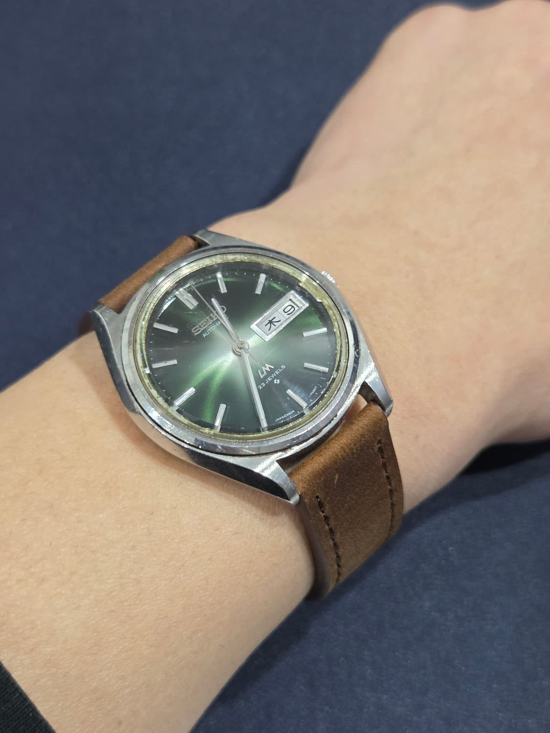 세이코LM 로드매틱 5606-7071 녹판 + 신품 소가죽 스트랩 상품이미지4