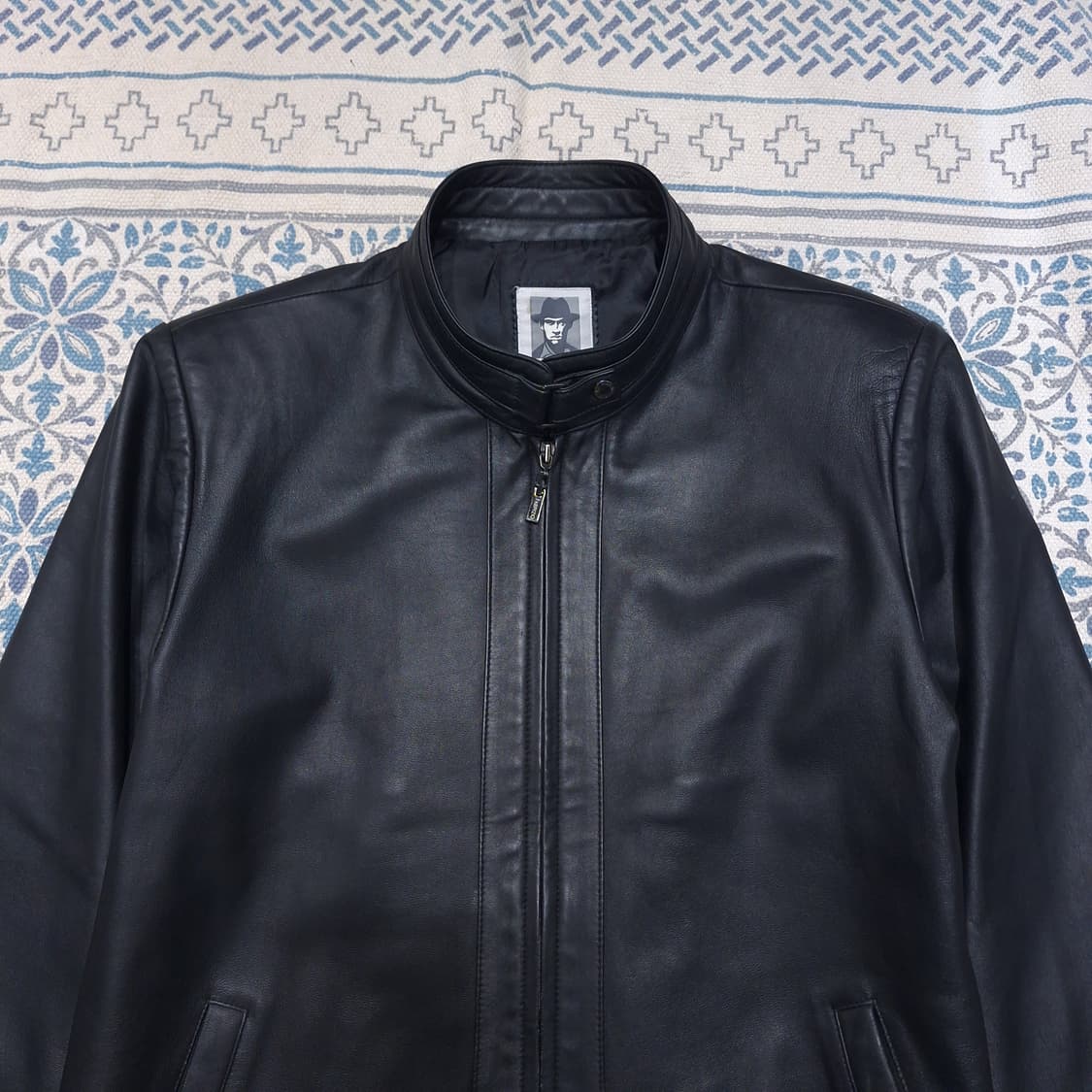 파브리지오 00s 블랙 네크비조 모크넥 램스킨 양가죽 레더자켓 가죽자켓 상품이미지4