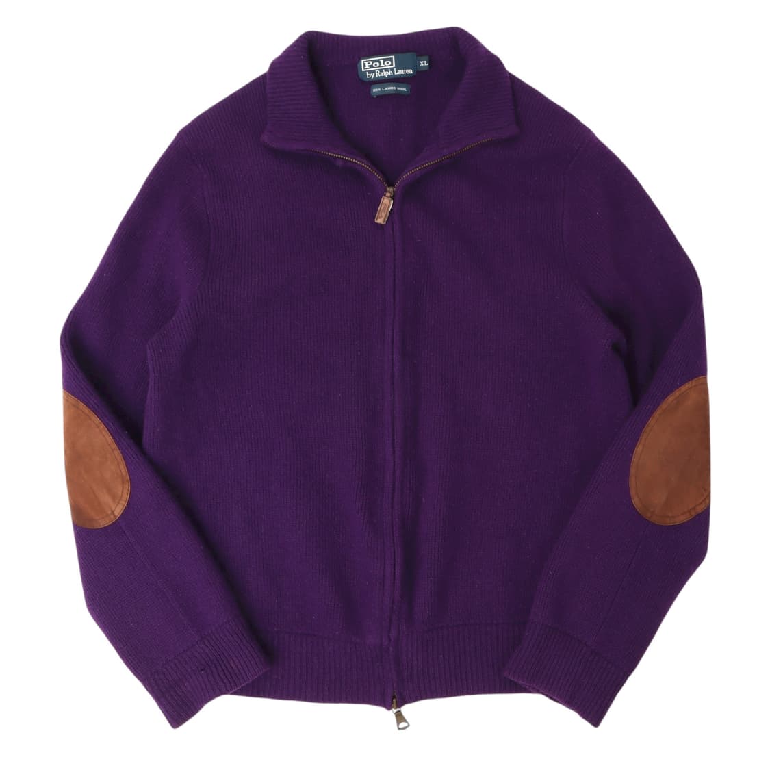 폴로랄프로렌 퍼플 엘보우패치 램스울 집업 가디건 상품이미지1