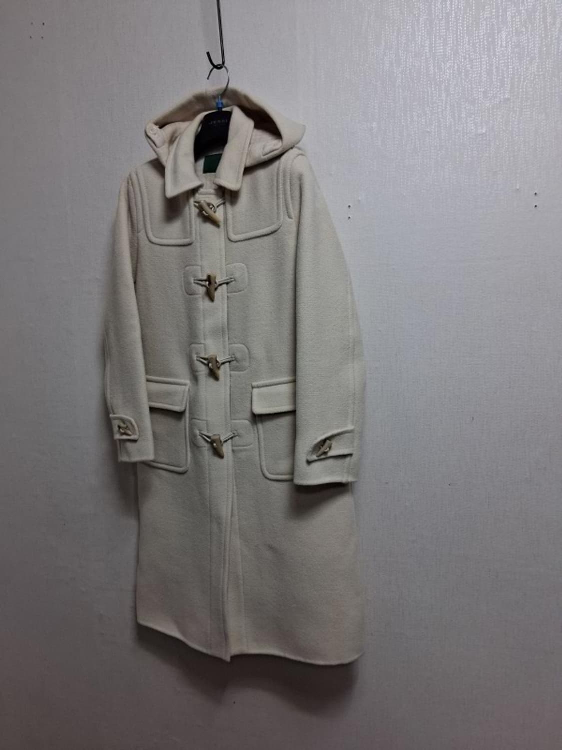 Diwali 아이보리 모직 더플롱코트 도끼단추 뿔단추 여성 44 XS
 상품이미지1