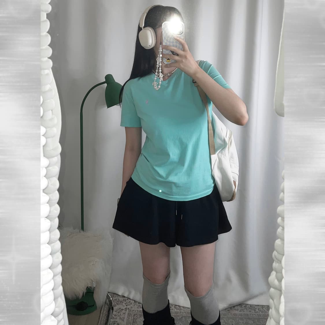 폴로 랄프로렌 하늘색 브이넥 오버핏 반팔 티셔츠  상품이미지4