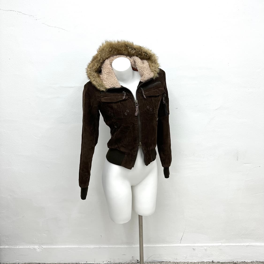 Brown corduroy fur jacket 상품이미지3
