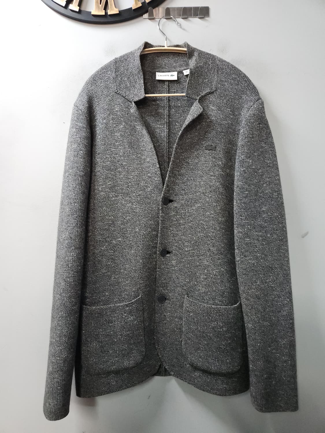 라코스테 테일러드 울 가디건 _ 차콜 상품이미지1
