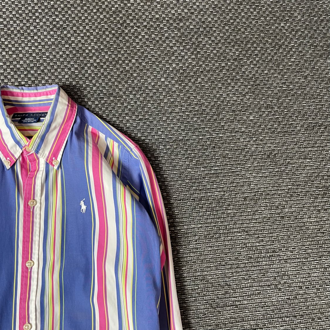 폴로랄프로렌 화이트포니 블루 핑크 스트라이프 긴팔 셔츠 슬림핏 6 상품이미지3