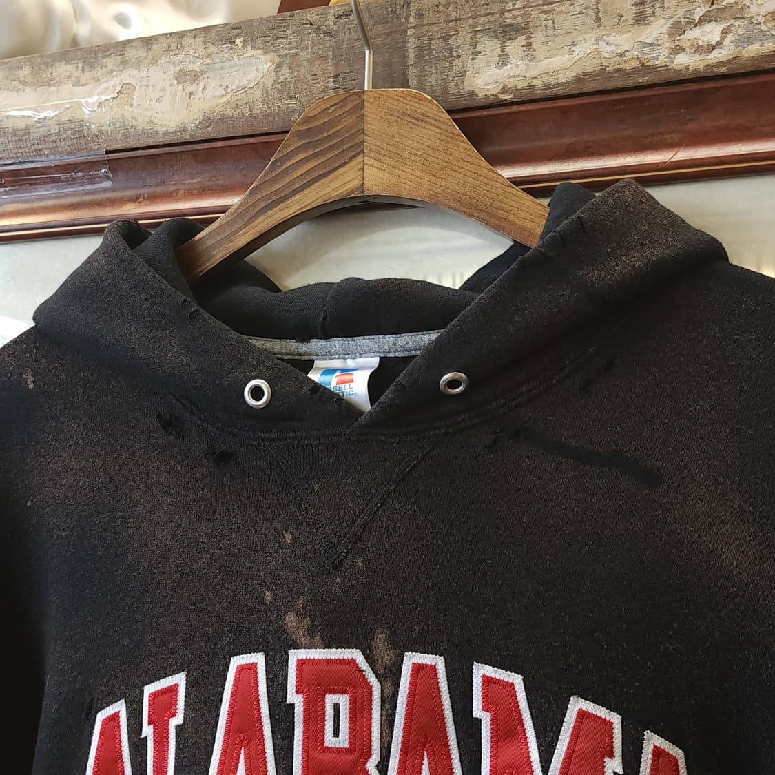 90s 러셀 후드 빈티지 스웻셔츠 러셀 썬페이딩 블랙 앨러배마 L 상품이미지3