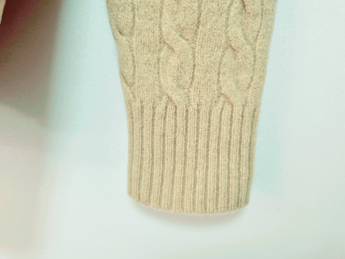 여성 주니어 2022 폴로 QR 캐시미어 울 긴팔 케이블 꽈배기 니트 상품이미지3