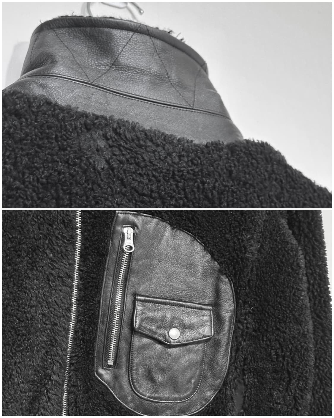 토니웩 레더 트리밍 플리스 자켓 100-105/블랙 상품이미지3