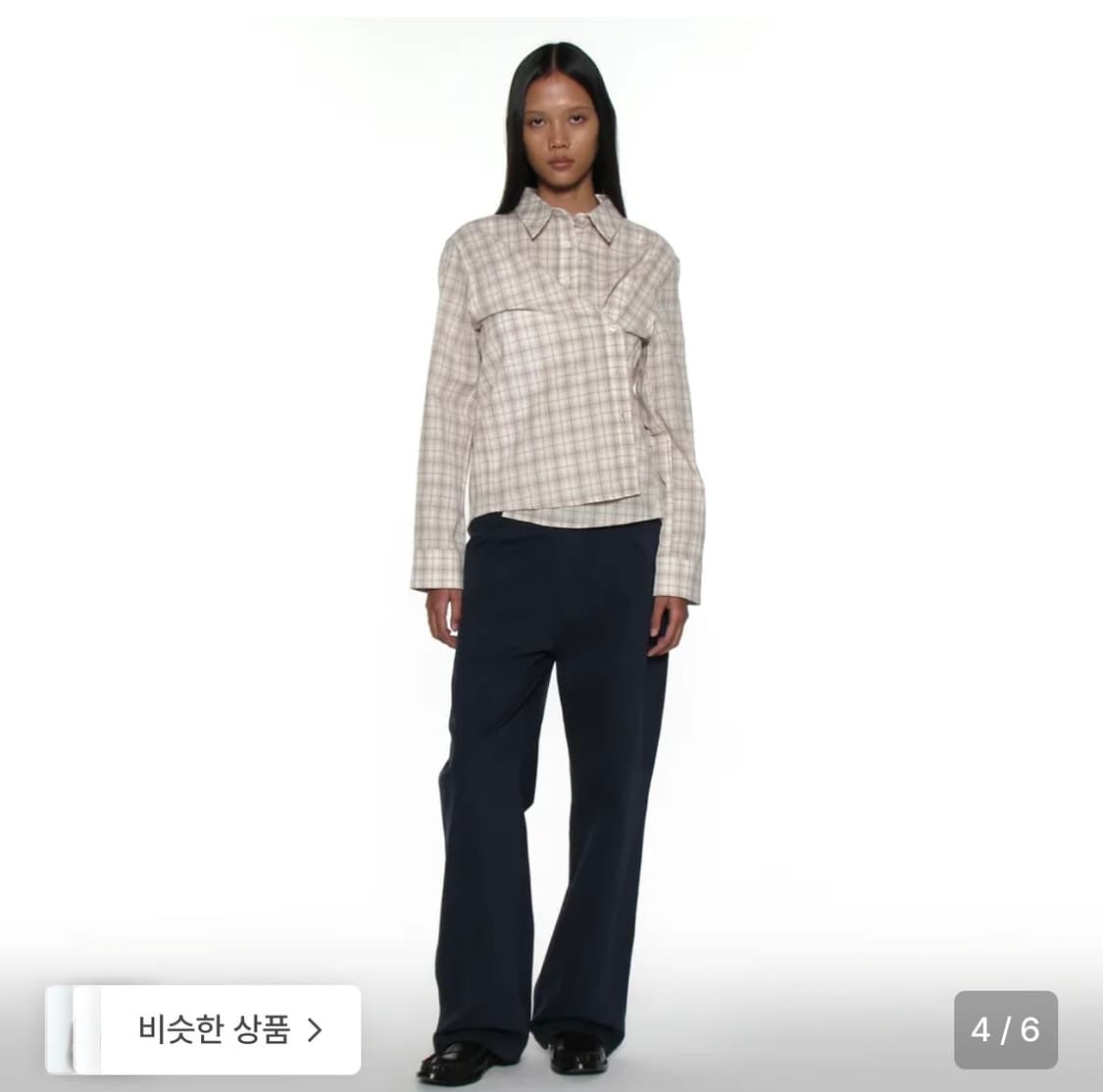 파르티멘토 우먼 PWC 2WAY CHECK SHIRT_BEIGE 상품이미지2