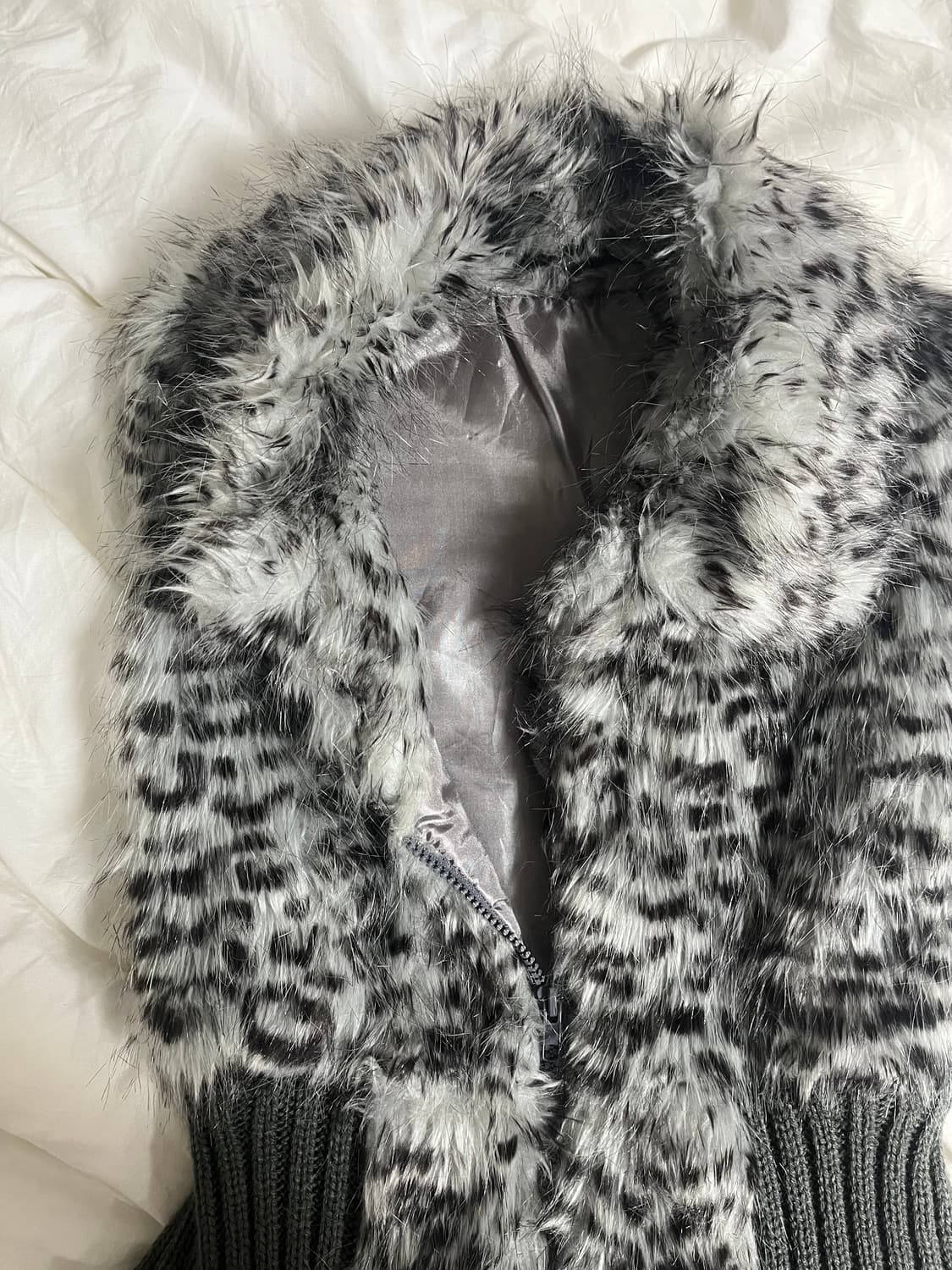 그레이 호피 퍼 조끼 오네갸루 갸루 히메갸루  상품이미지2