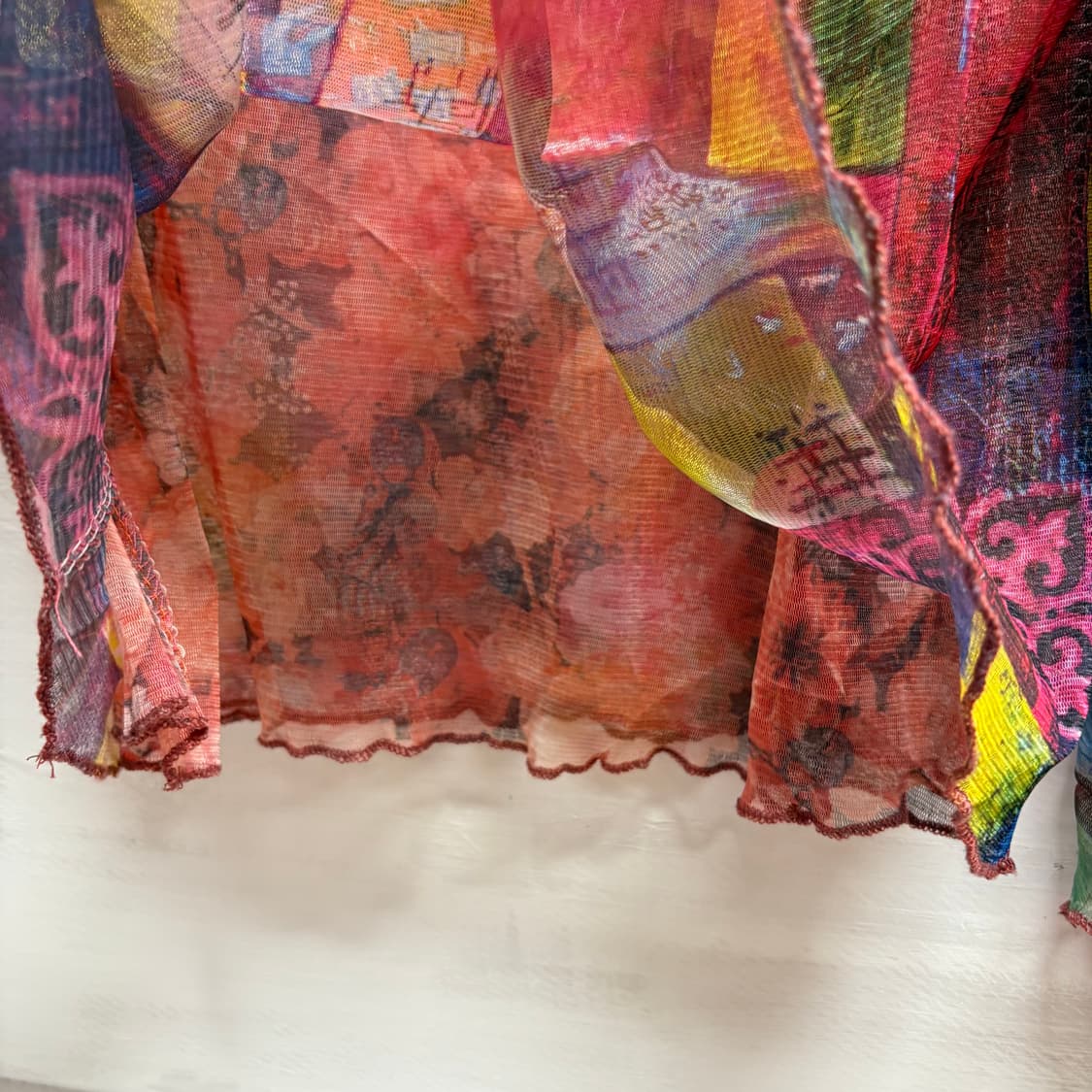 패턴 시스루 레이어드 롱 슬리브 상품이미지2