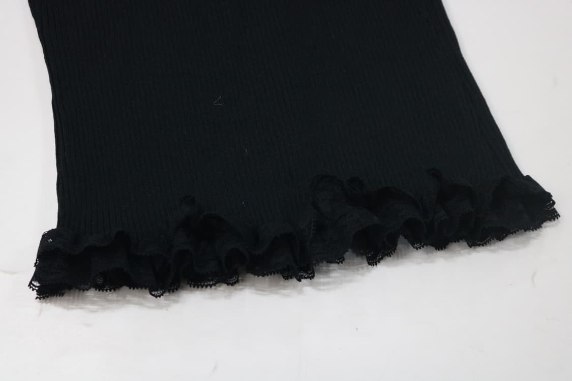 블랙 레이스 프릴 버튼 골지 슬리브리스 상품이미지8