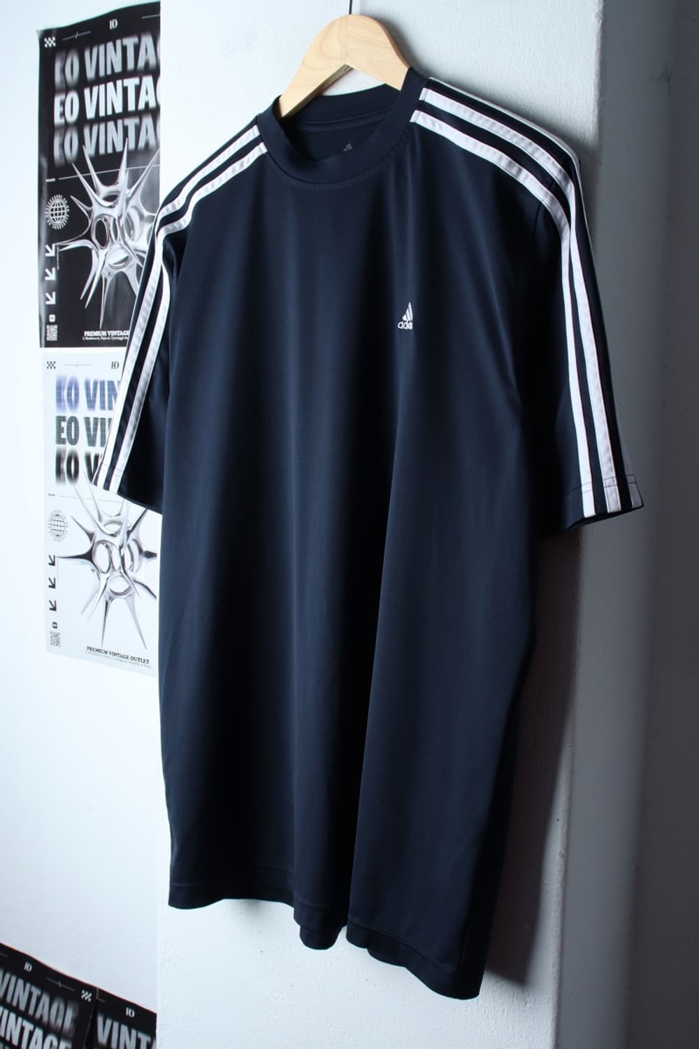 (L-XL) 아디다스 반팔 티셔츠 기능성 삼선 네이비-H31434 상품이미지1