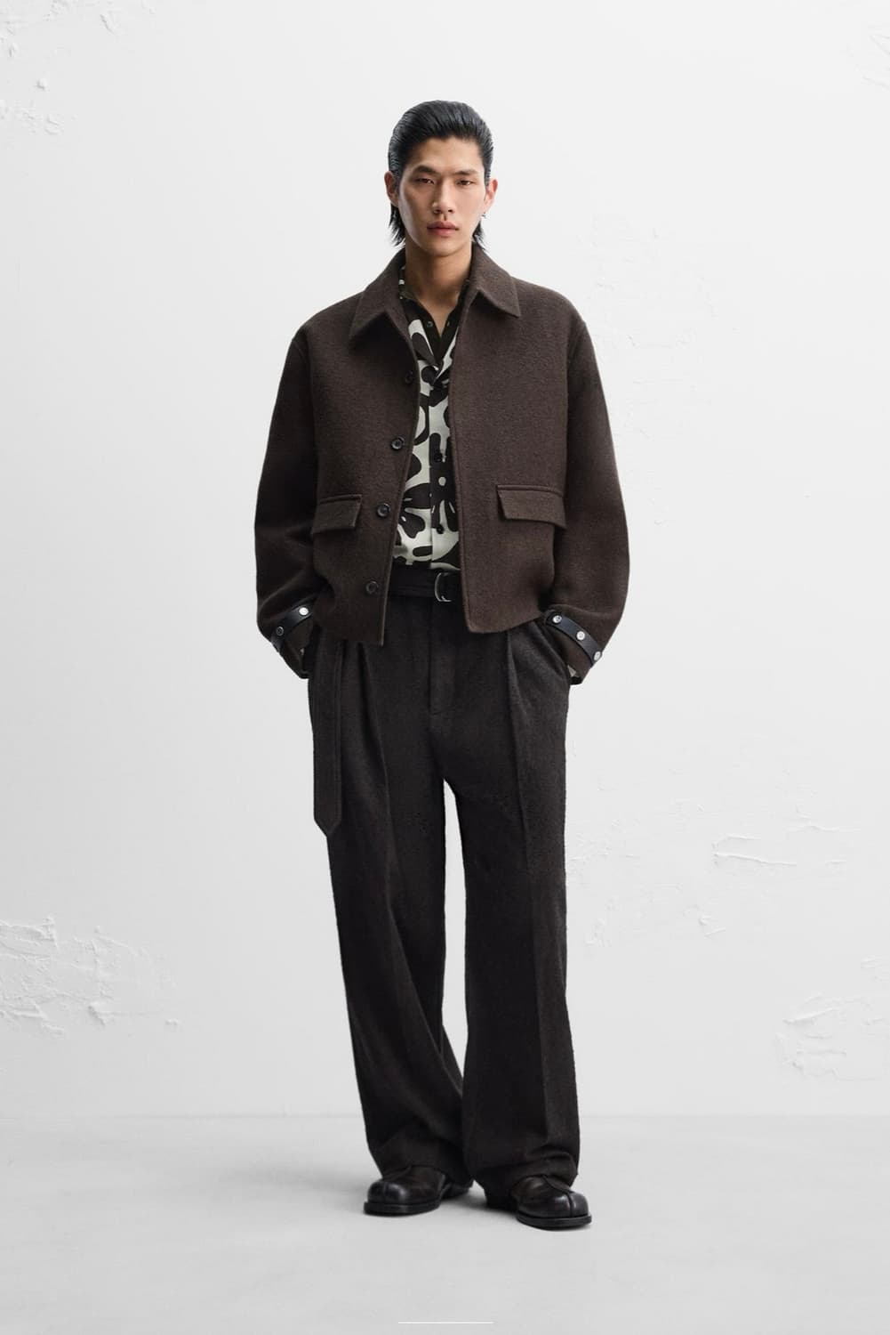 자라 nanushka 크롭 울 자켓 다크브라운 나누시카 상품이미지5