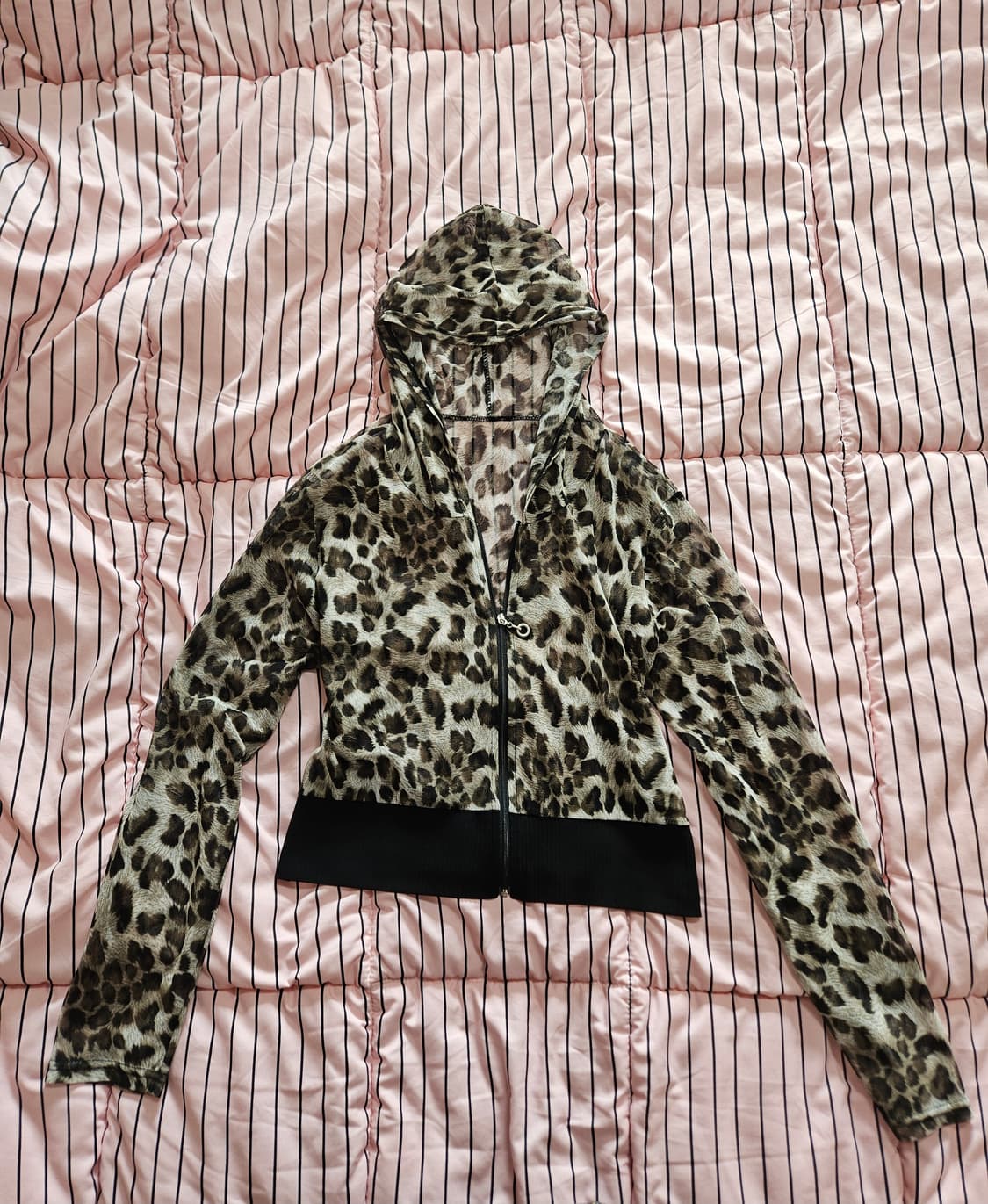 갸루 레오파드 후드집업 호피 송치 갸루펑크 집업 상품이미지3