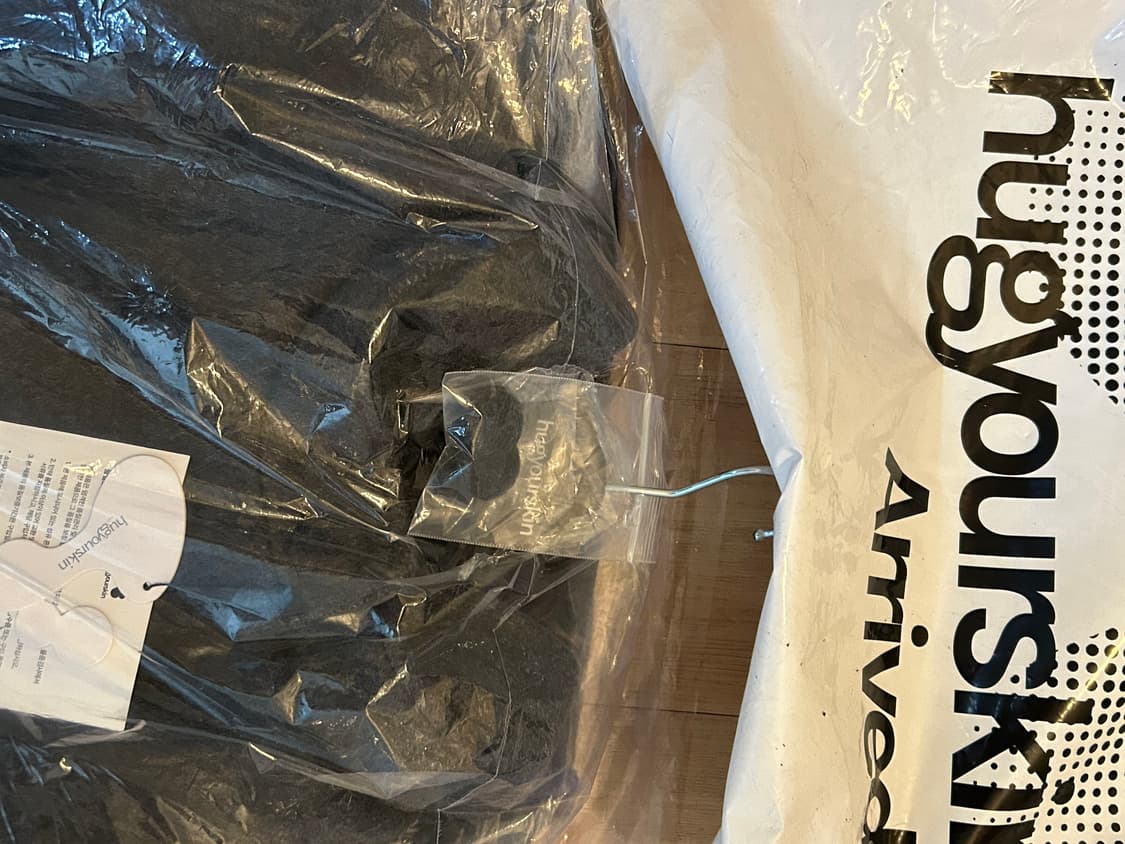 [새상품] 허그유어스킨 후드 하프코트 차콜 상품이미지2