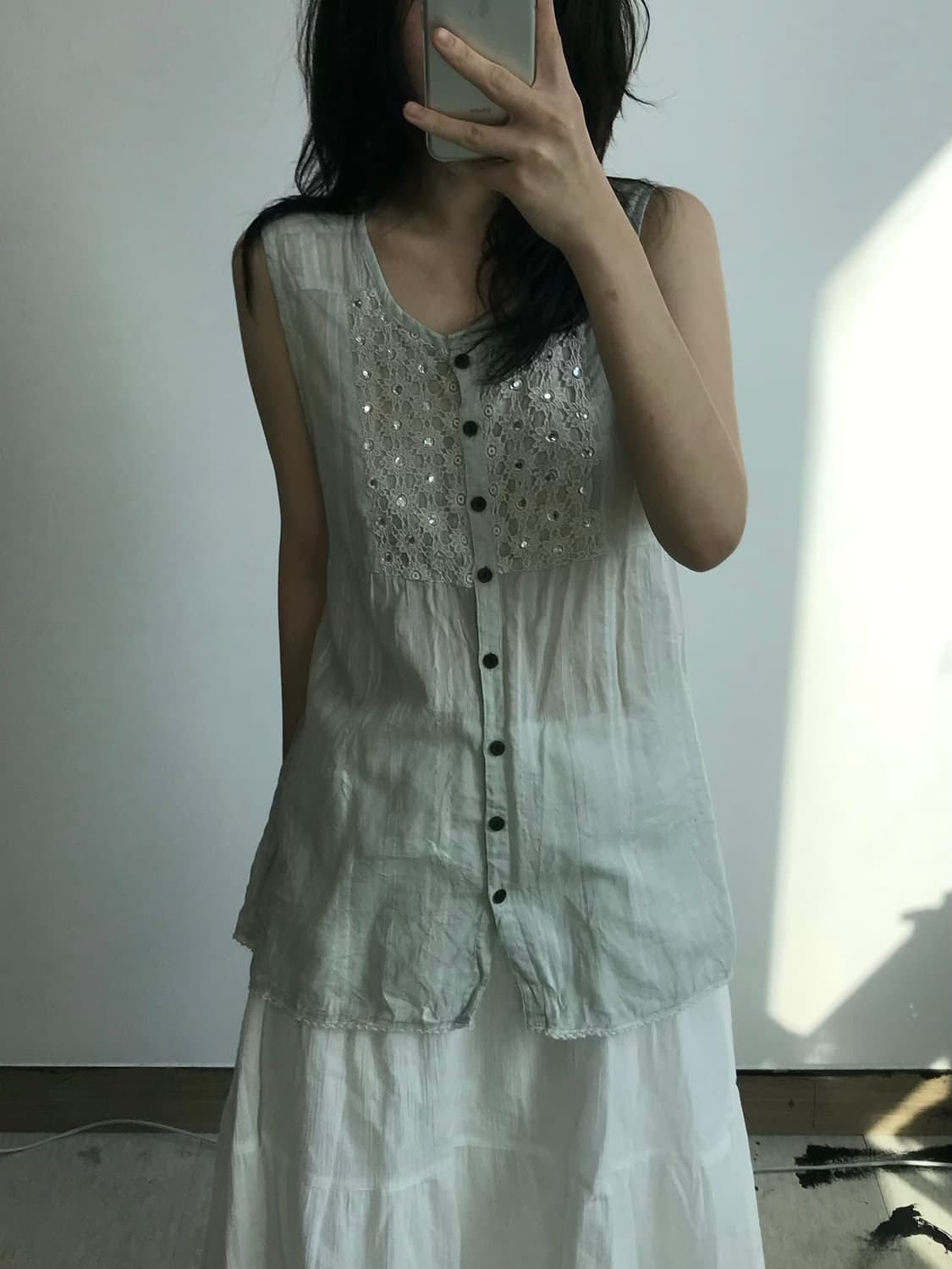빈티지 스트랩 블라우스 상품이미지1