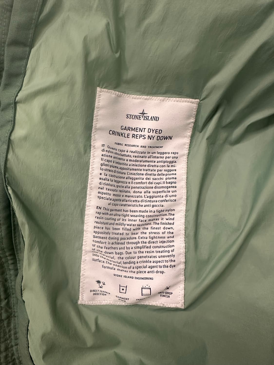 [XL] 정품 스톤아일랜드 22FW 크링클랩스 논후드 패딩 세이지 상품이미지6