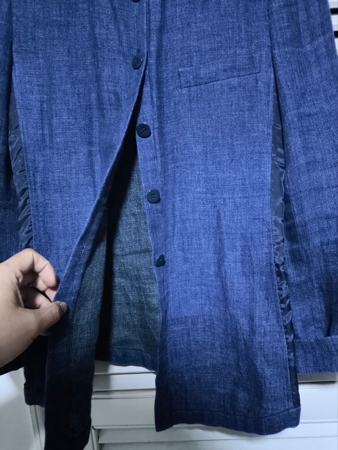 38 아르마니 꼴레지오니 데님 자켓 노카라 상품이미지4