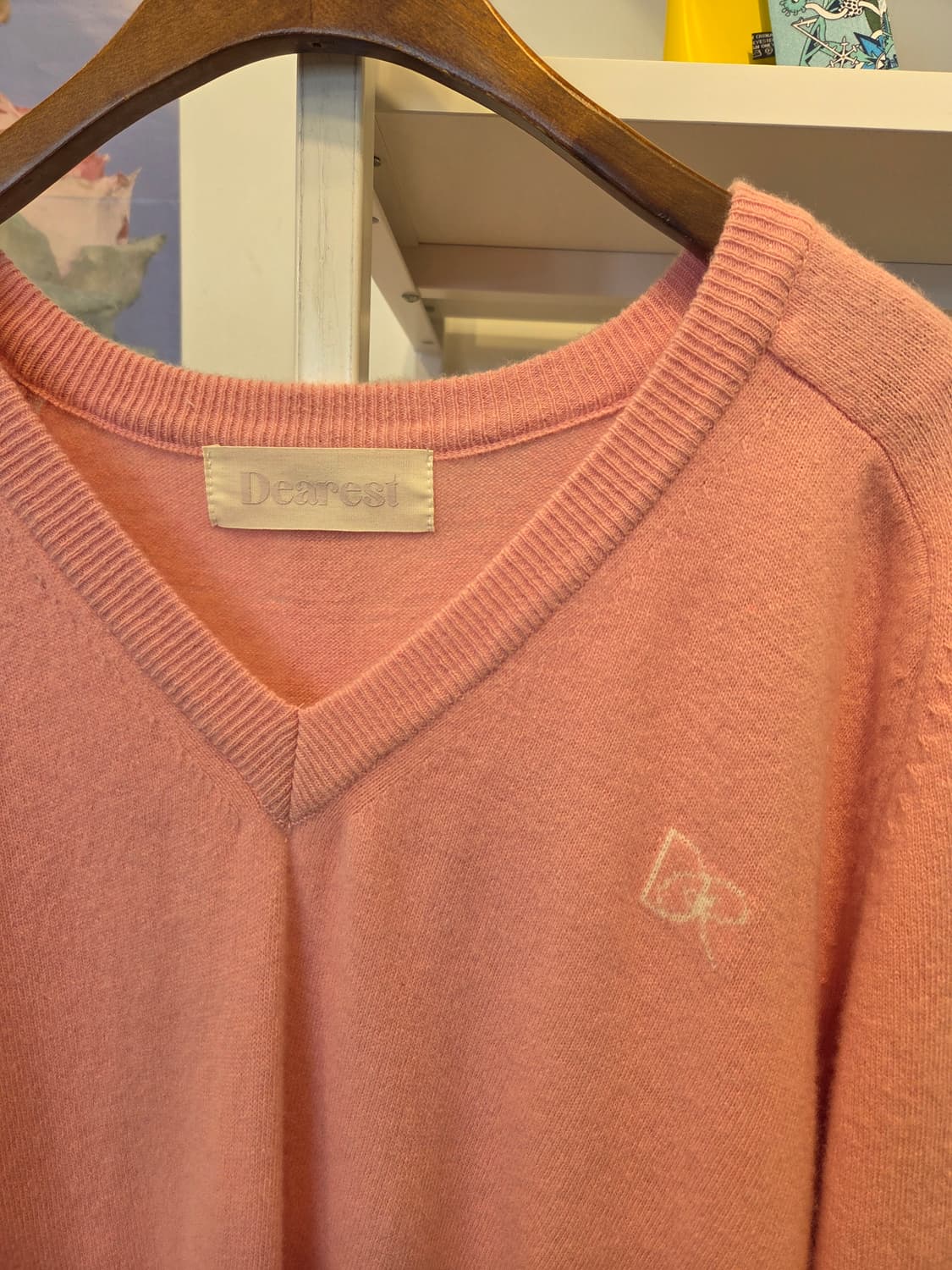 Dearest 핑크 오버핏 V넥 울니트 상품이미지2