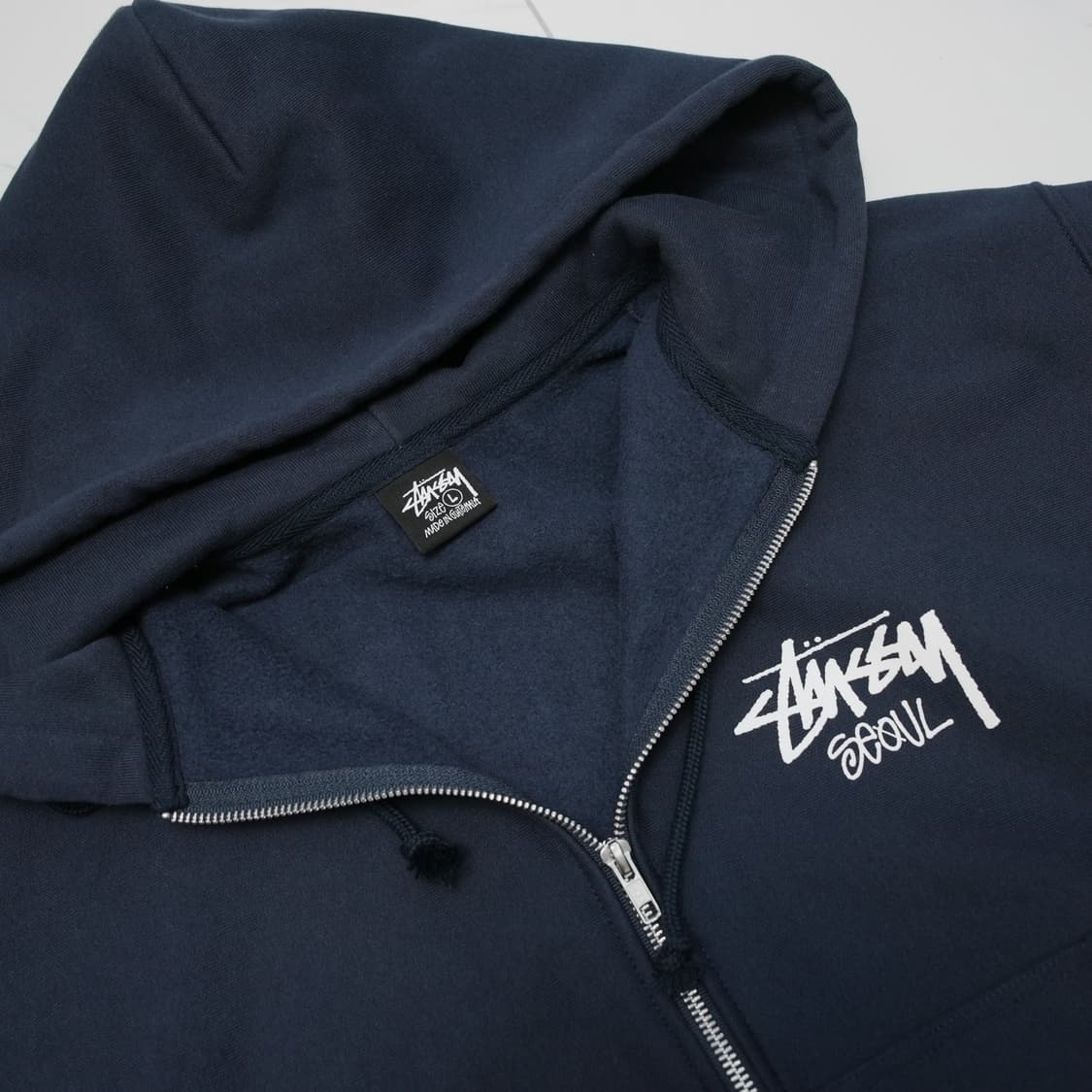 [L] 스투시 스탁 서울 후드 집업 네이비 상품이미지2