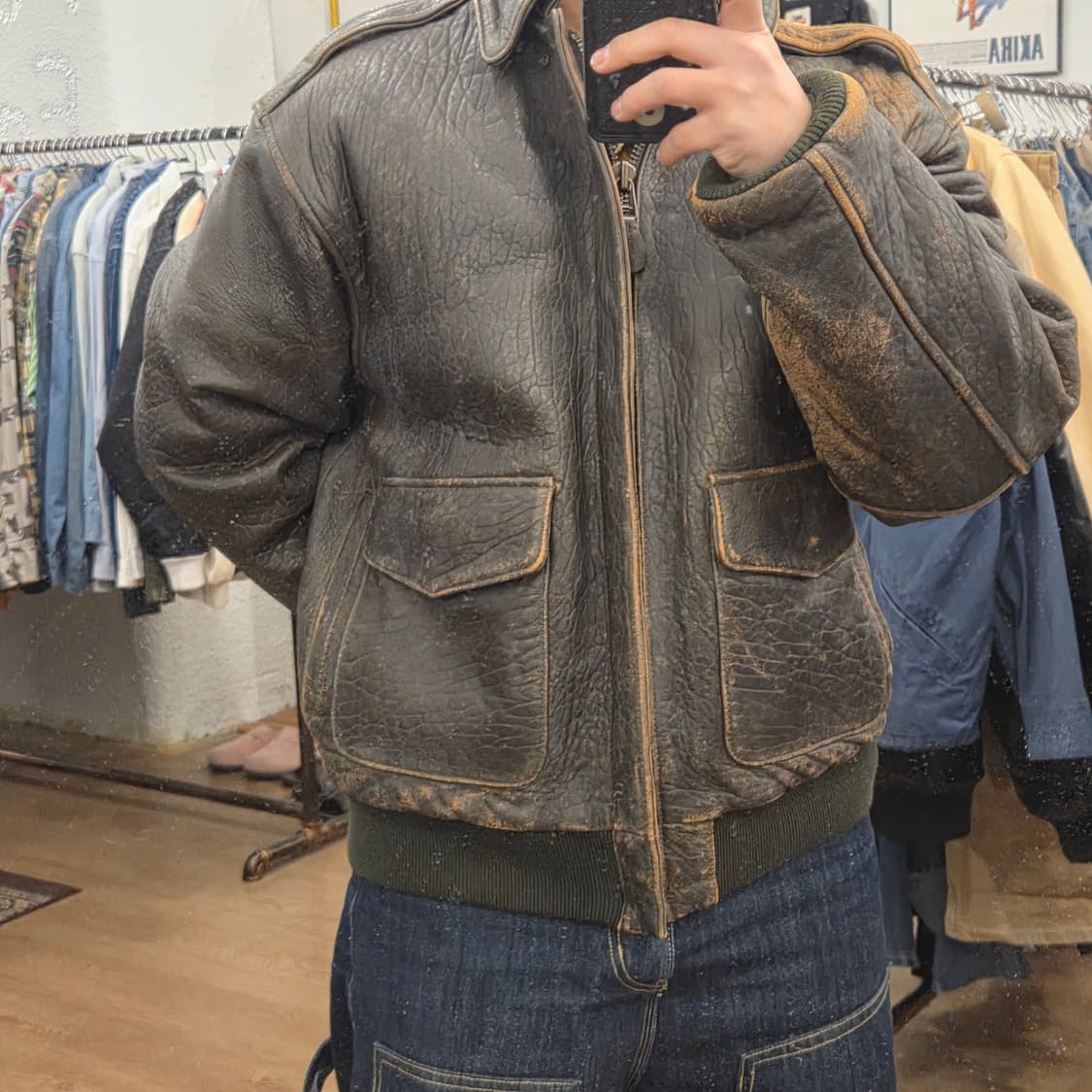 90s 아비렉스 a2 레더 자켓 m 상품이미지5