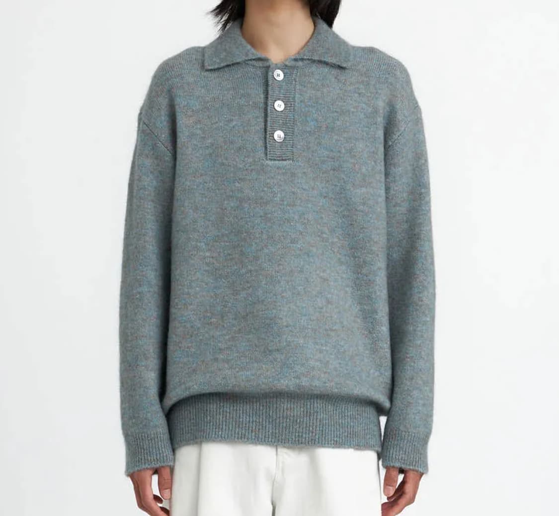 [M] 유스 오버사이즈드 니트 카라 스웨터 터콰이즈 상품이미지1