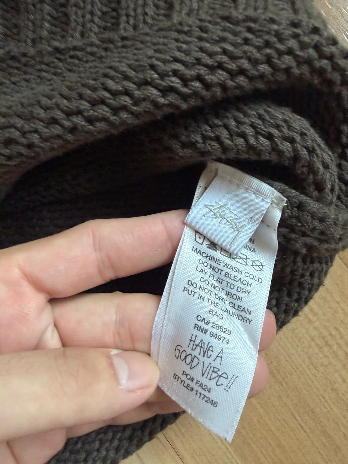 스투시 브이넥 자수로고 니트 스웨터 브라운 L 상품이미지3