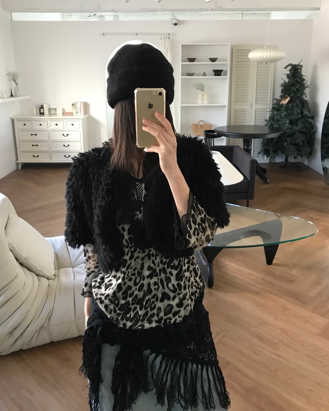vintage black corp fur top 상품이미지2