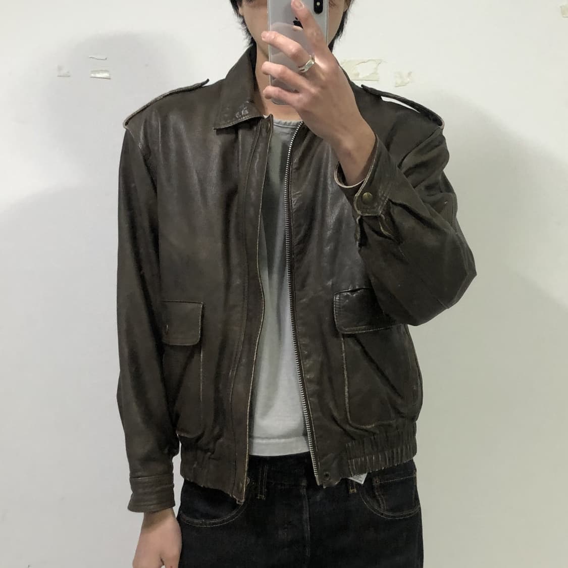 A2 봄버 브라운 레더자켓  상품이미지3