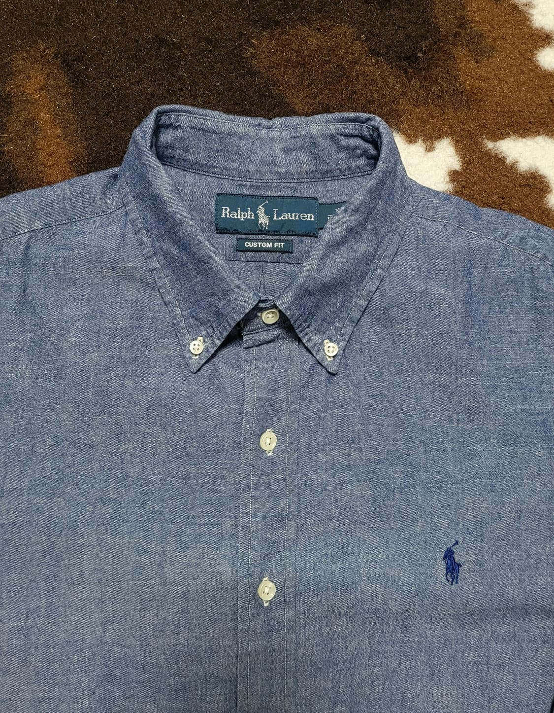 폴로 랄프로렌 남성용 블루 면셔츠(XL) 상품이미지3