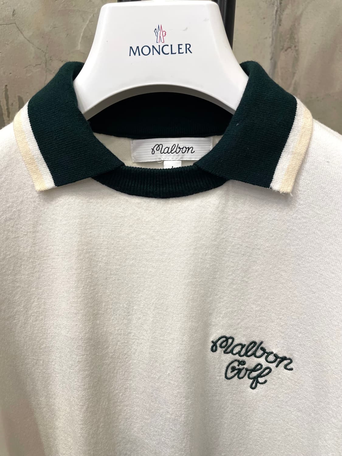 말본 여성 골프복 화이트 반팔 카라 니트 M 상품이미지3