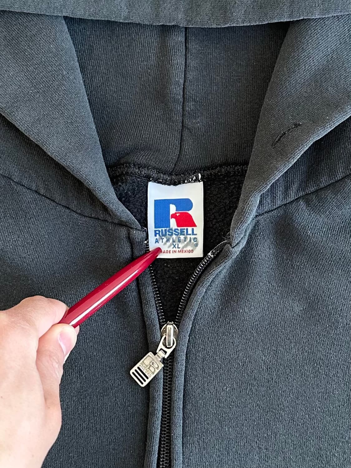 90s 빈티지 러셀 후드집업 블랙 XL 상품이미지6