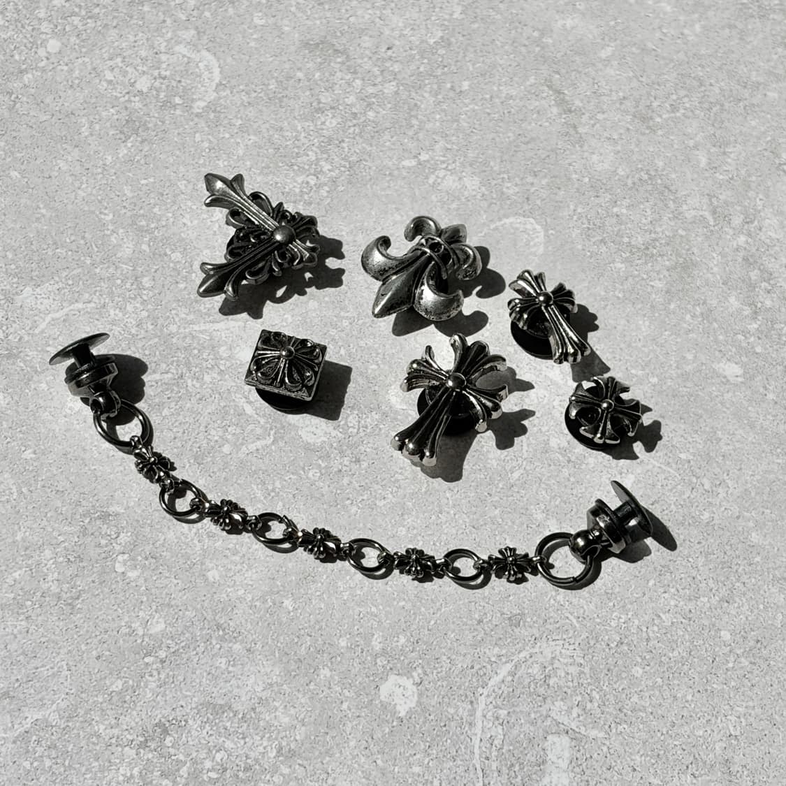 Oribell (7개 세트) 크롬 빈티지 크로스 버클 크록스 지비츠 상품이미지6