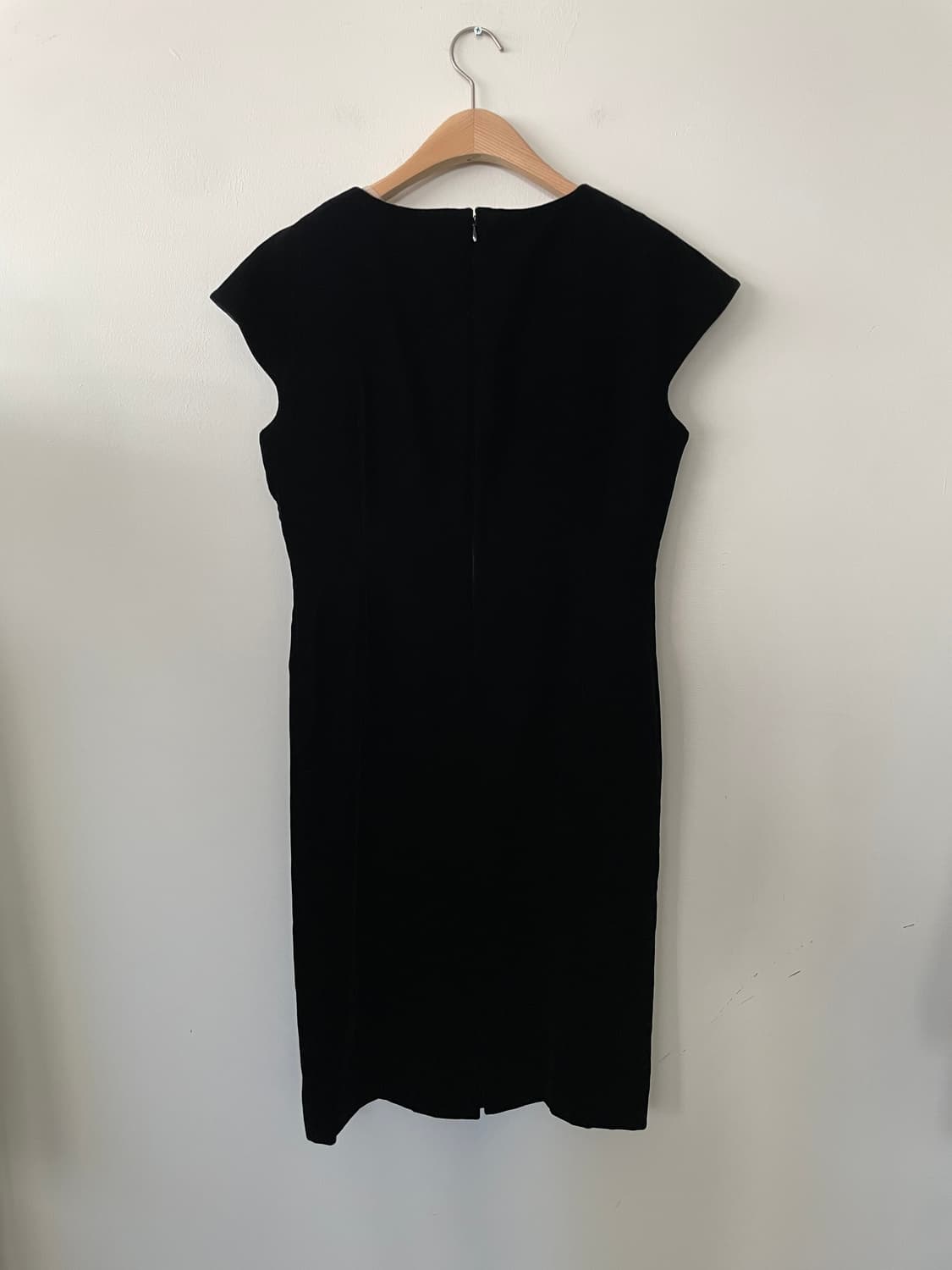 vintage black cap sleeve velvet dress 상품이미지6