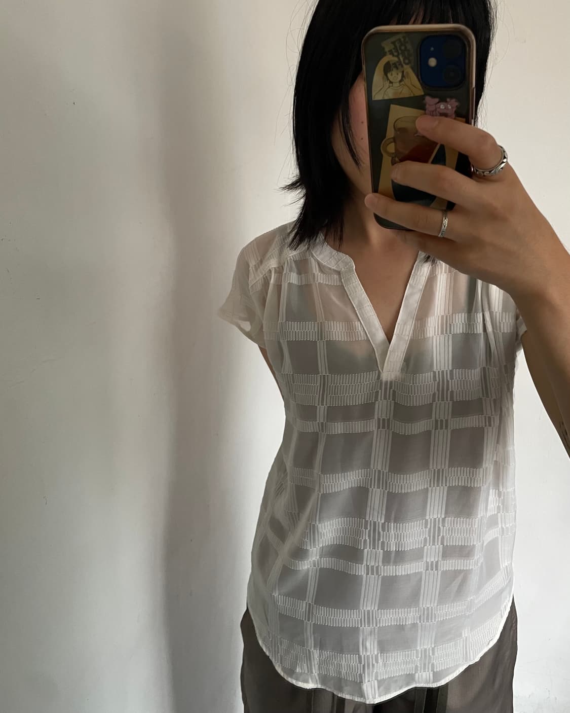 Square pattern blouse 상품이미지4