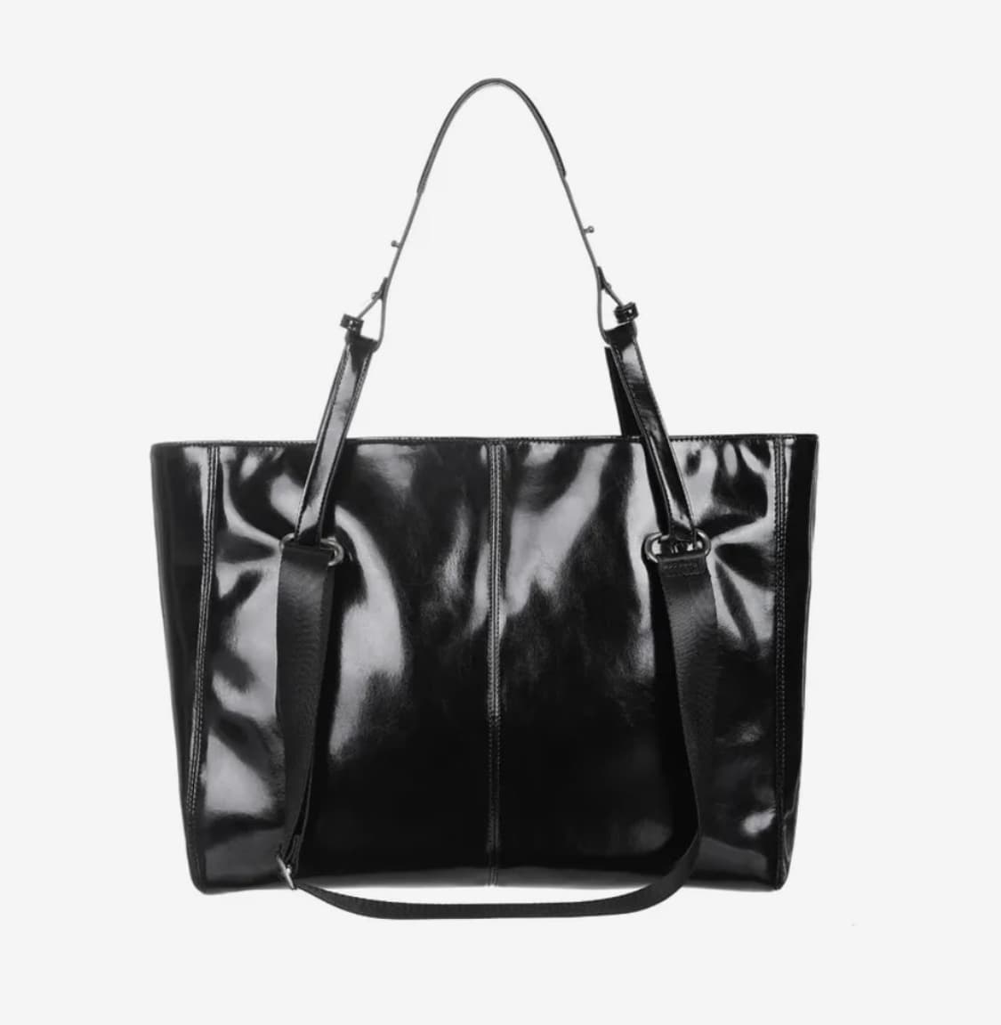 레더리 글로시 투웨이 쇼퍼백 블랙  상품이미지1