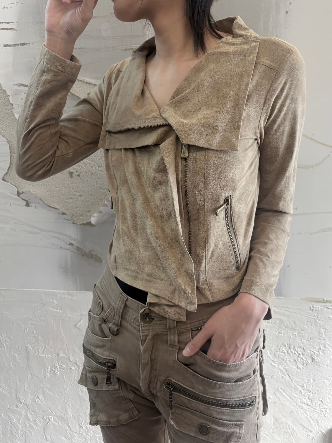 beige suede jacket 상품이미지3