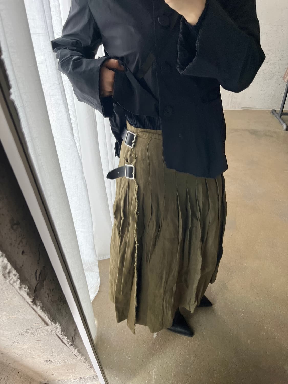 O'neil of Dublin 리넨 랩 스커트 올리브 그린 상품이미지3