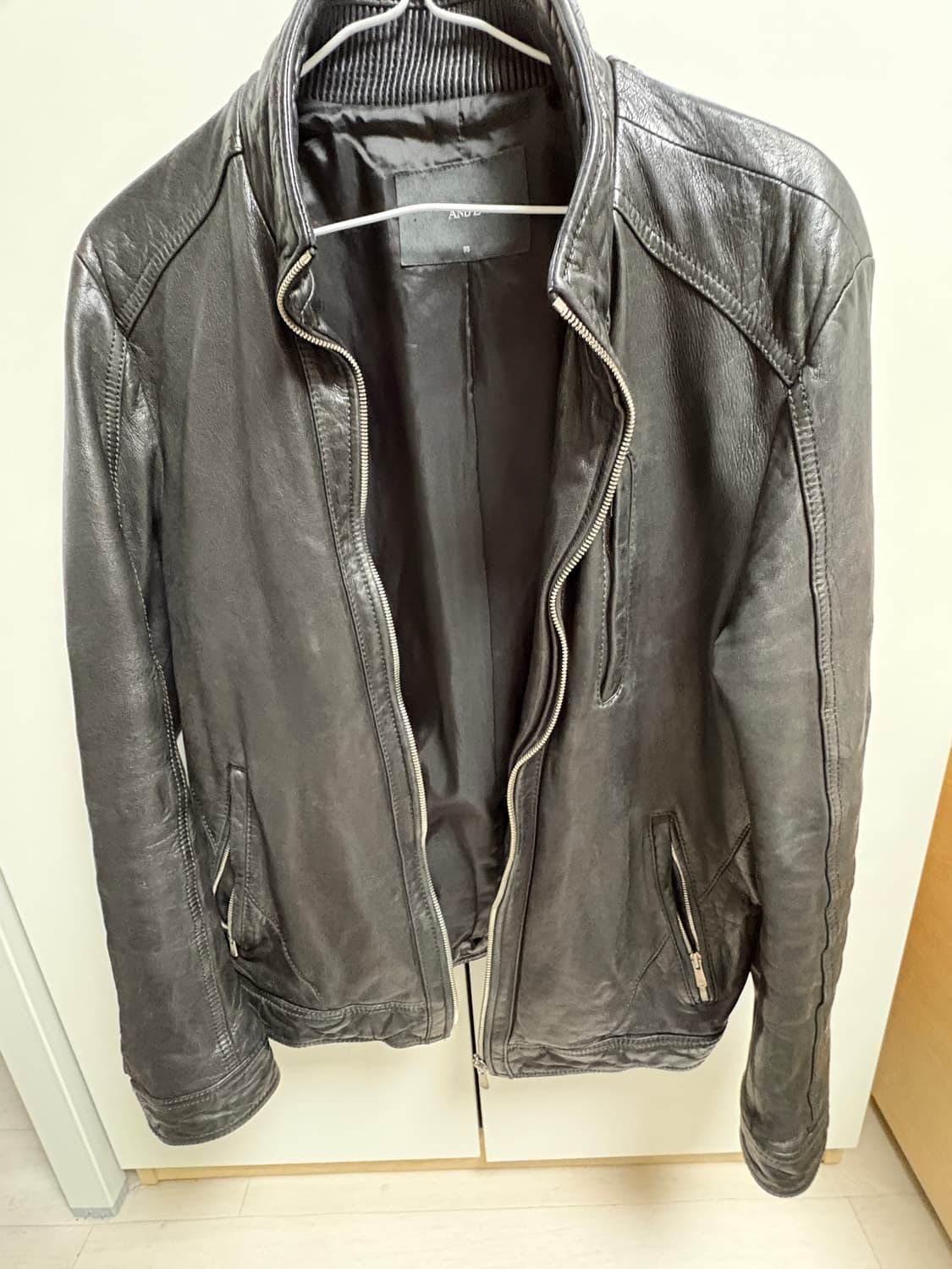 AND Z 웨스턴 무드 램스킨 양가죽 절개 바이커 레더 자켓 상품이미지1