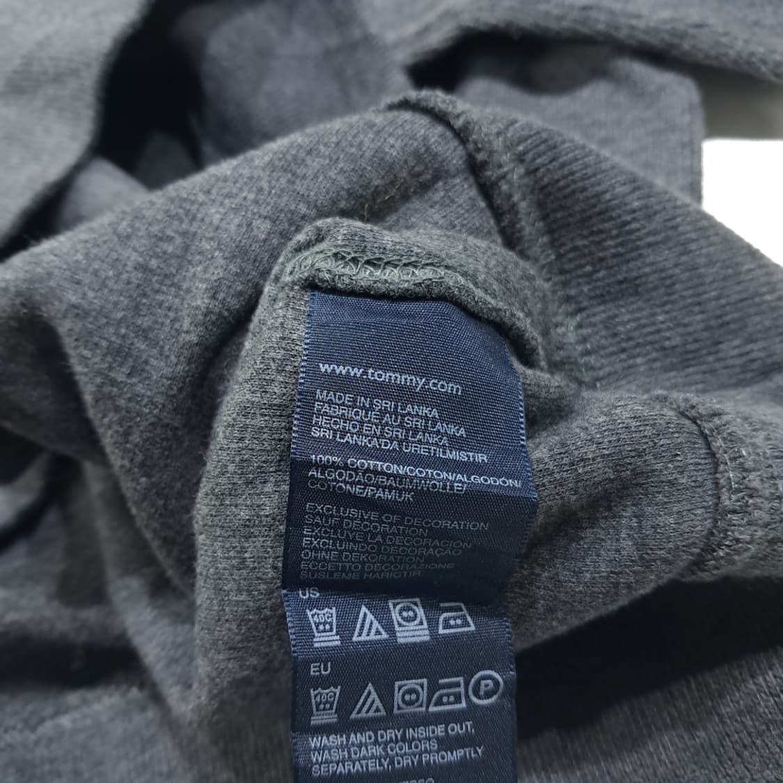 CL216 M 타미힐피거 코튼 삼색테이핑 차콜 하프집업 니트 스웨터 상품이미지6