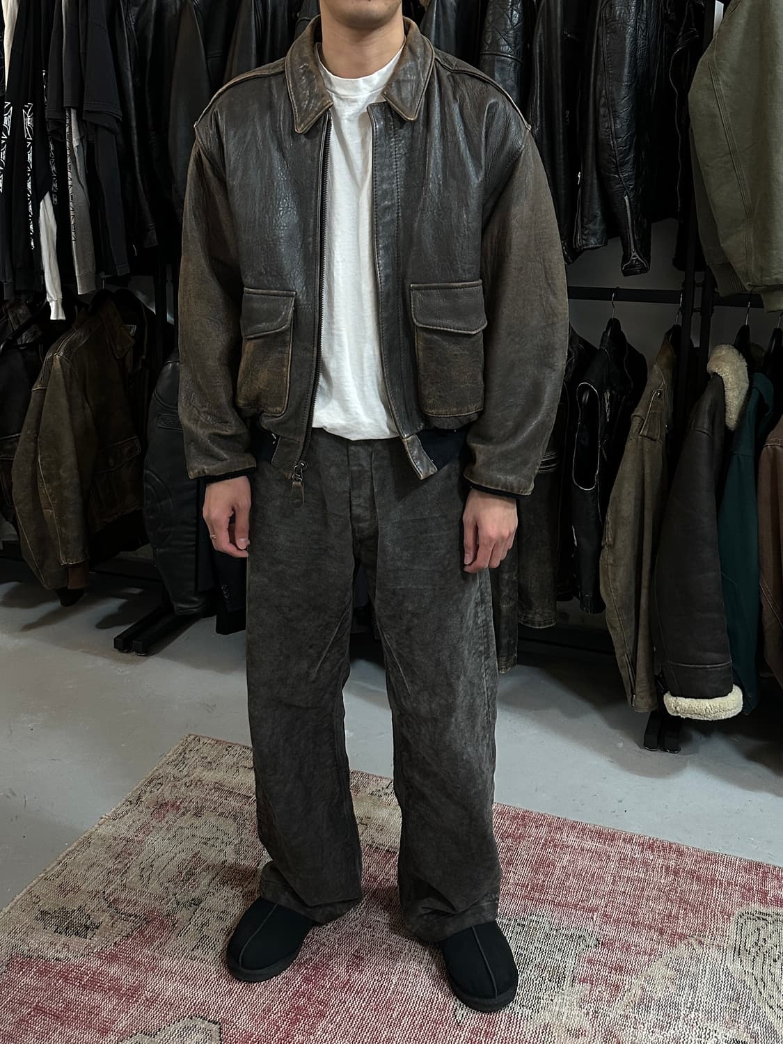 80's USA Made 아비렉스 A2 레더 봄버 자켓 상품이미지10