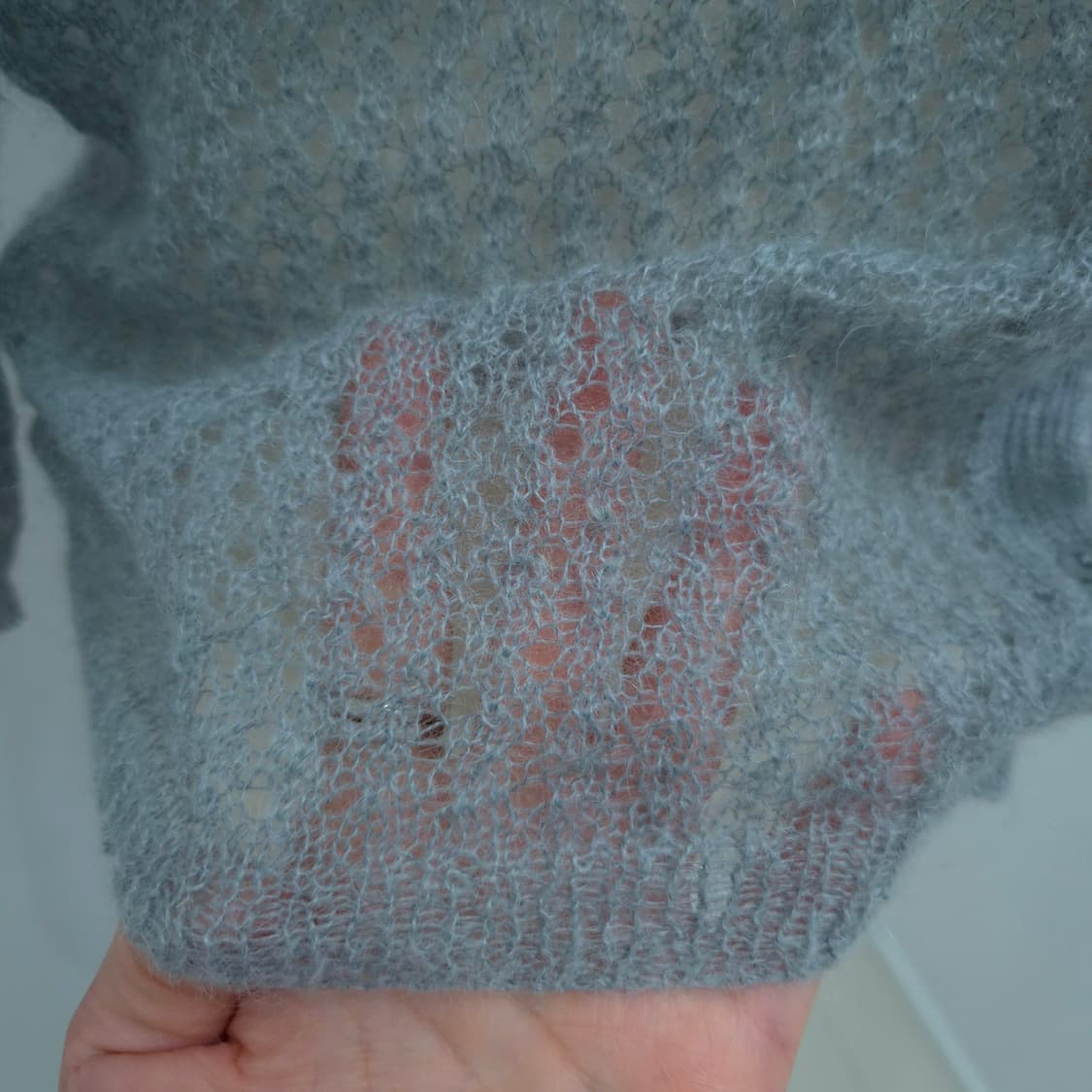 모헤어 혼방 레이스 펀칭 시스루 가디건  상품이미지6