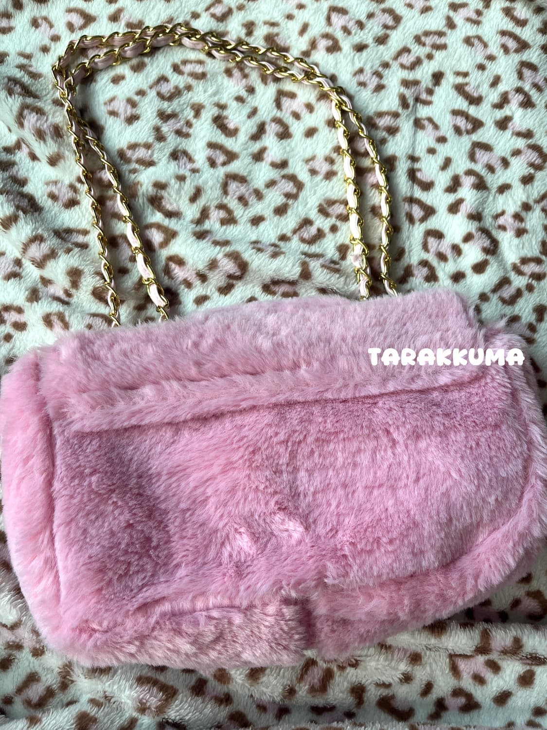 빈티지 히메갸루 핑크 퍼 리본 체인 숄더백 라떼갸루 상품이미지6