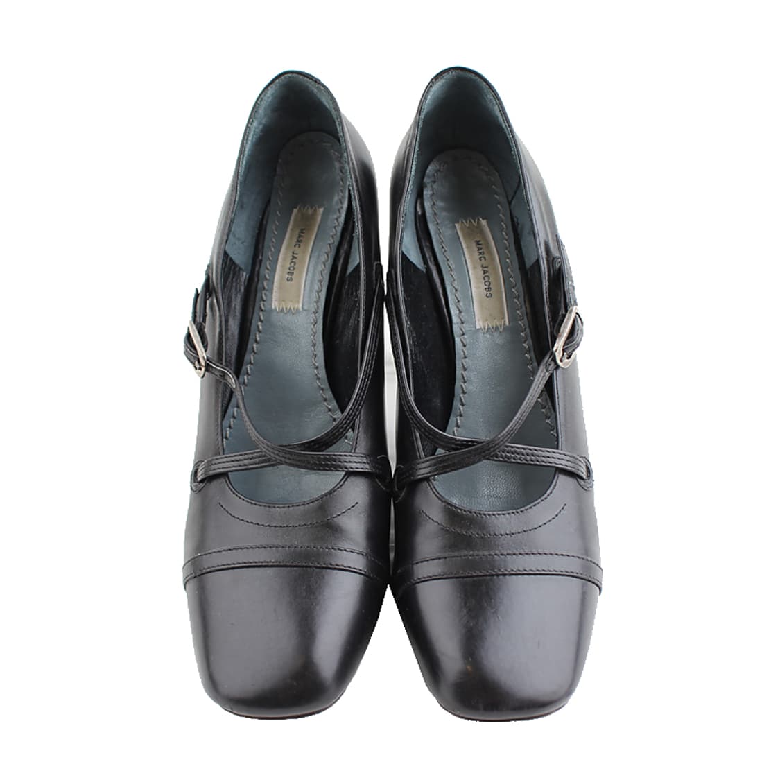 마크제이콥스 블랙 X스트랩 스퀘어토 우드굽 펌프스 35.5 상품이미지2