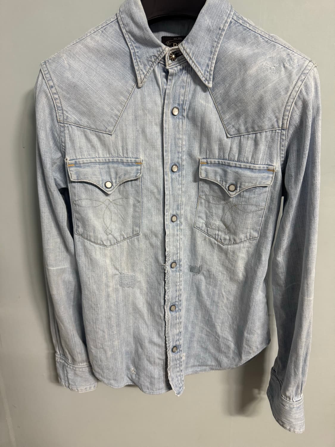 더블알엘 / 디스트레스드 웨스턴 데님 셔츠 made in Usa / S 상품이미지1