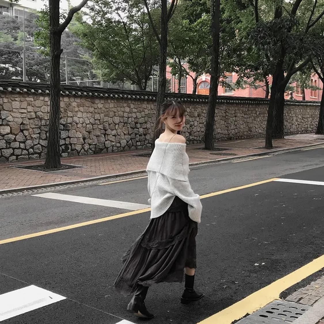 Romantic long skirt grey 상품이미지5