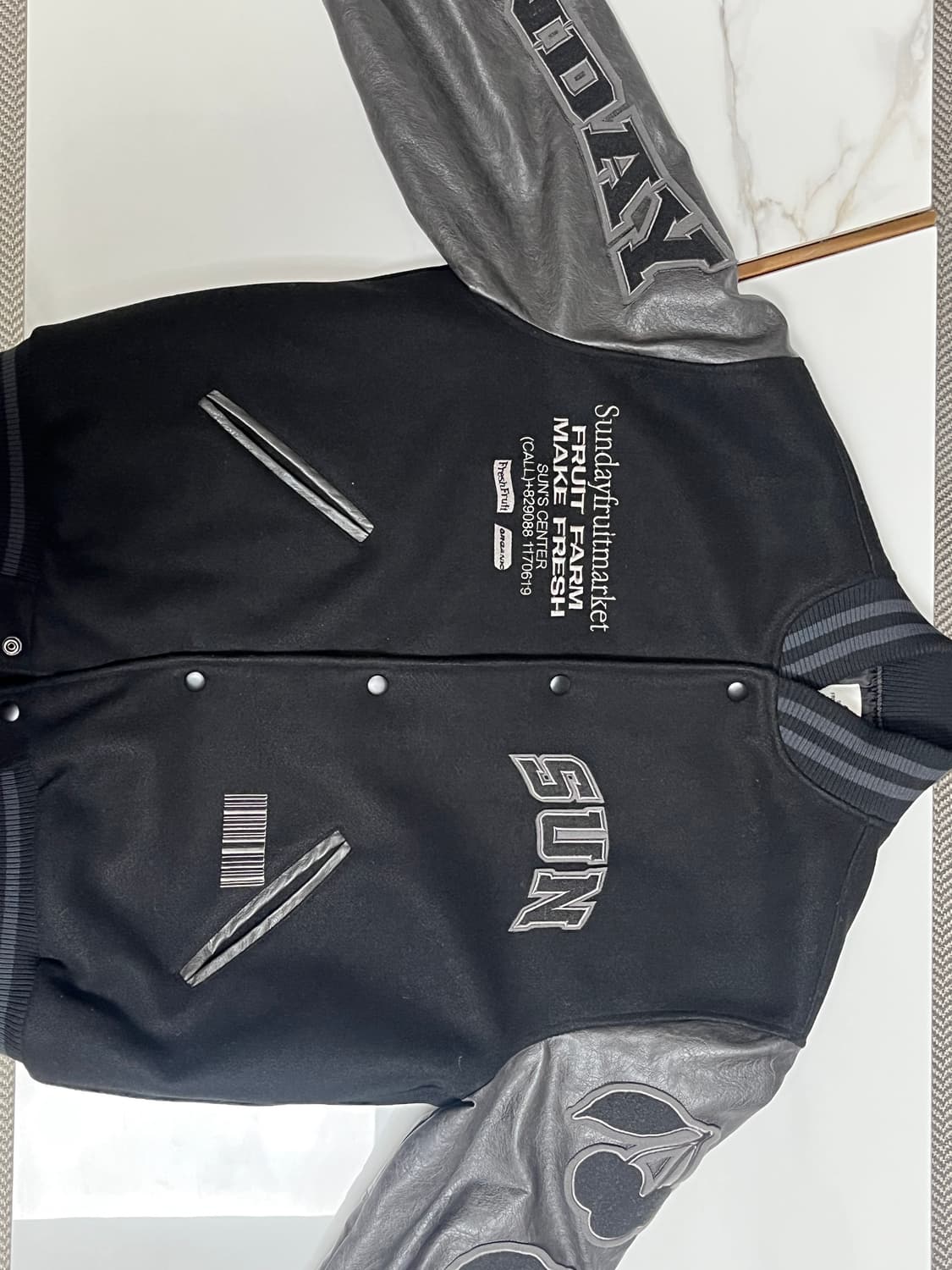 썬데이후르츠마켓 바시티 자켓 BLACK size L 상품이미지1