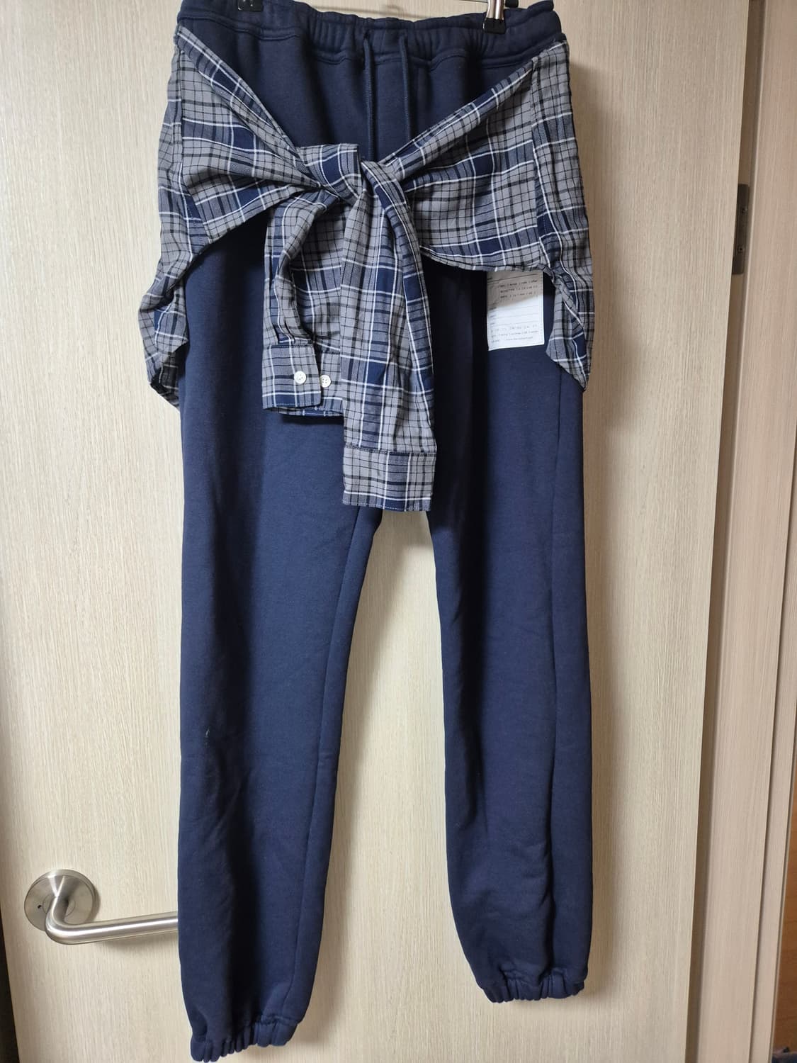 (새제품) 노앙 체크 패턴 셔츠 레이어드 조거팬츠 M 상품이미지3