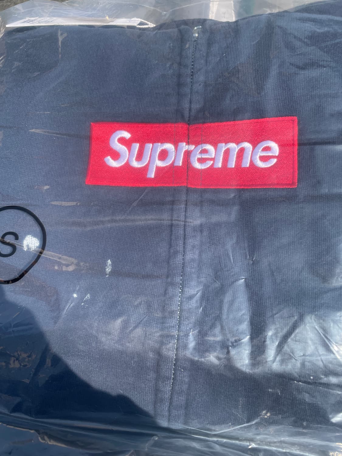 슈프림 x MM6 메종 마르지엘라 박스로고 집업 후드 스웨트셔츠 네이비 상품이미지4