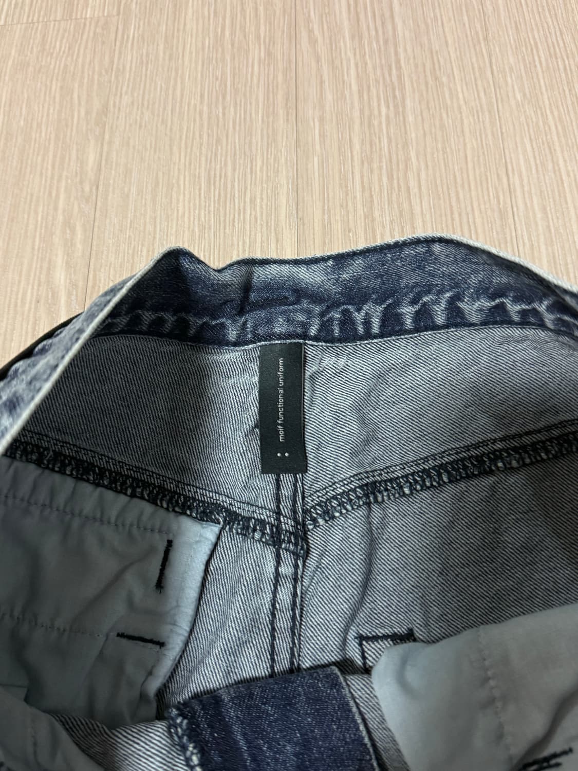 [2] 25AW 모이프 와이드 벨티드 6p 데님 청바지 워시드 인디고 상품이미지6